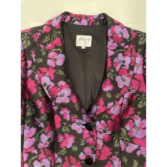 Giorgio Armani Ikat Floral Blazer Purple Size 8 - Picture 3 of 9